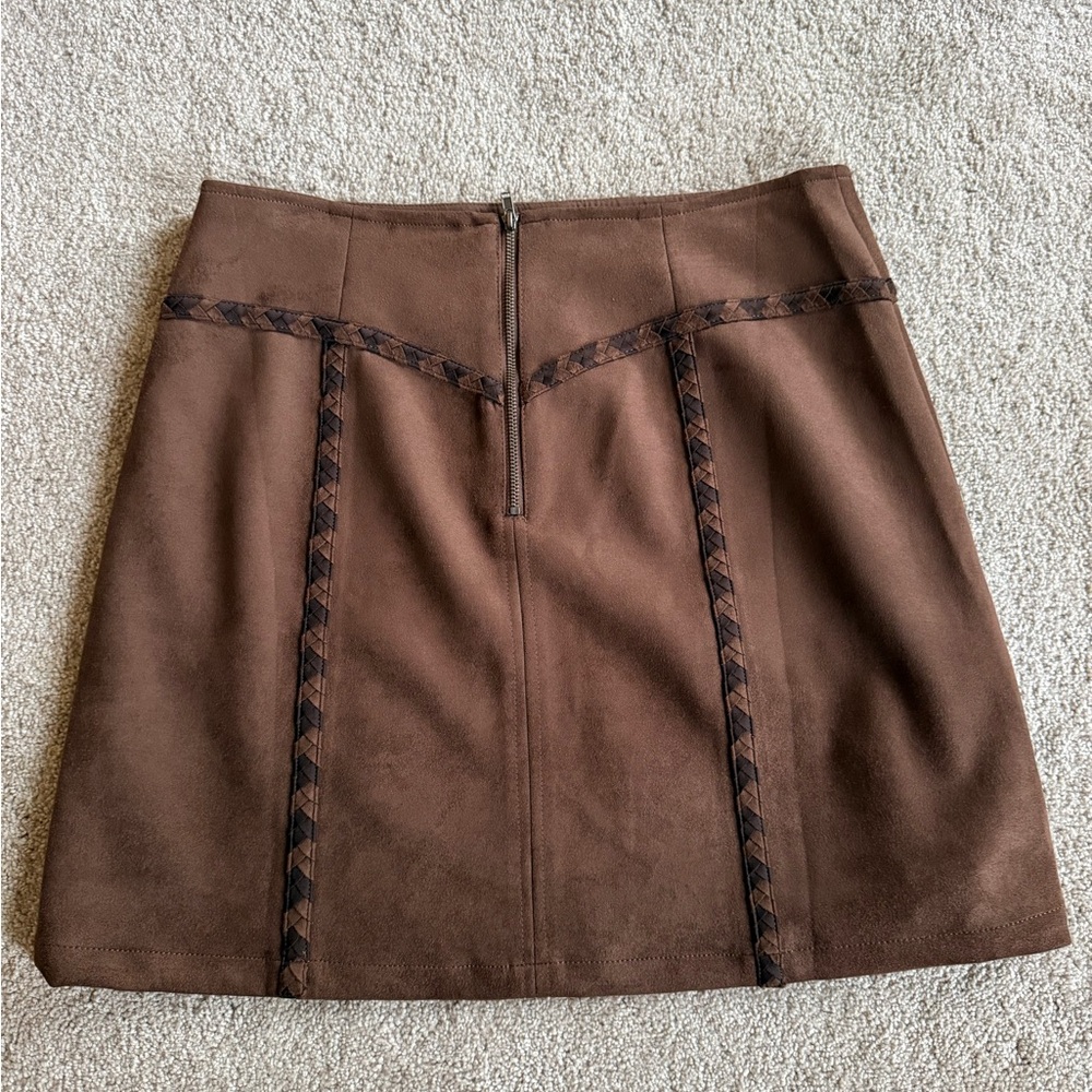 Maeve Faux-Suede Whipstitch A-Line Mini Skirt - Picture 5 of 6